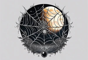spider with web hangin down moon tattoo idea
