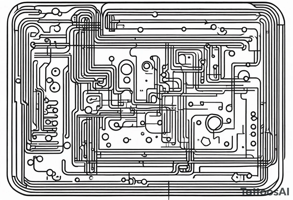 geometric circuit board lines tattoo idea