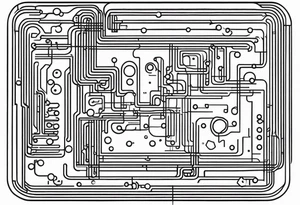 geometric circuit board lines tattoo idea