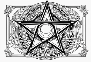 Pentagram crescent moon tattoo idea