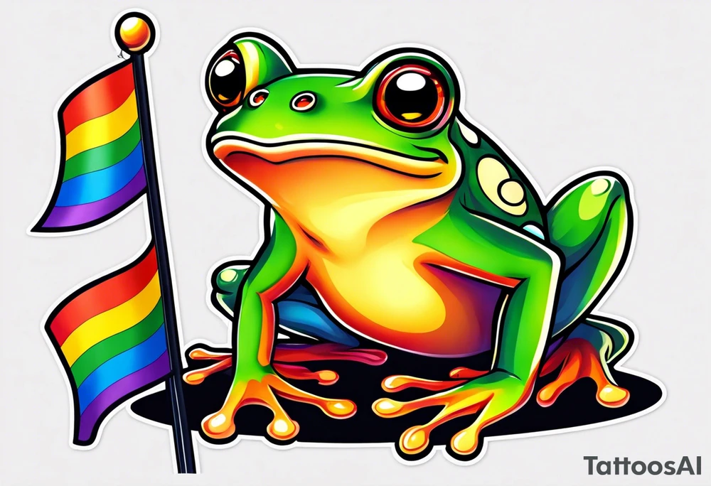cute frog pride flag tattoo idea