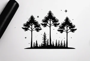 Three tiny pine trees tattoo idea