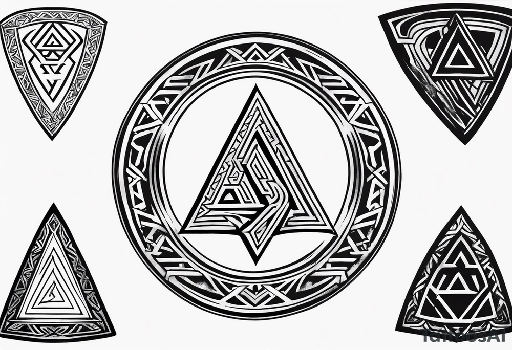 Valhalla  sword shield axe Valknut fog tattoo idea