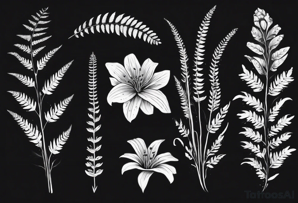 Sword fern and wild flower for a forearm tattoo idea