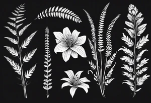 Sword fern and wild flower for a forearm tattoo idea