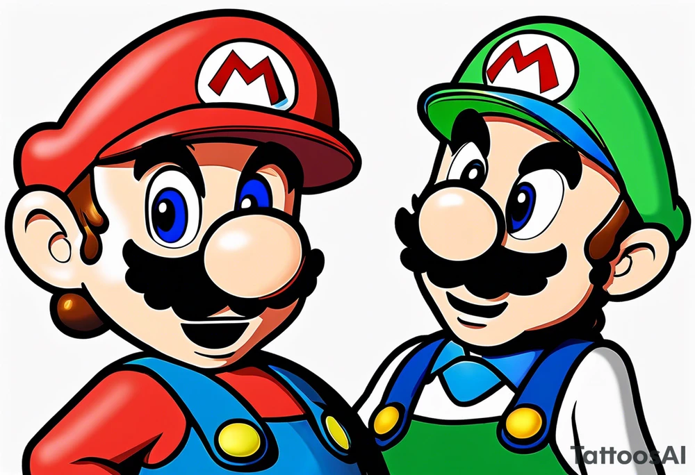 Mario and Luigi with Daft Punk masks tattoo idea