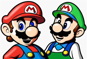 Mario and Luigi with Daft Punk masks tattoo idea