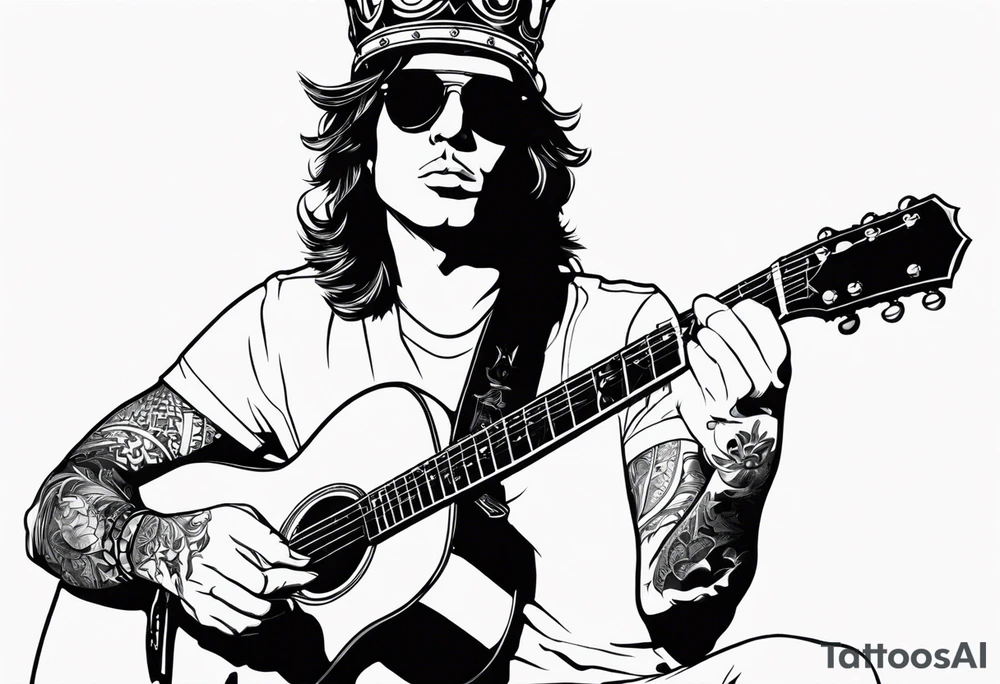 King of ace playing guitar tattoo idea