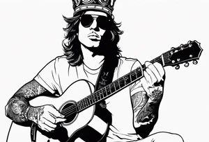 King of ace playing guitar tattoo idea