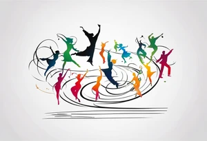 Music notes connecting people dancing tattoo idea