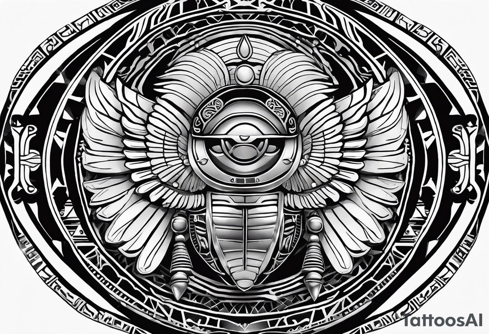 mask in the design and shape of egyptian scarab, brace. tattoo idea