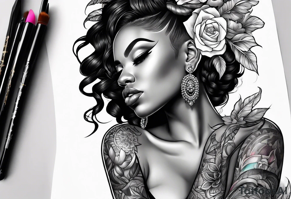 Black woman tattoo idea