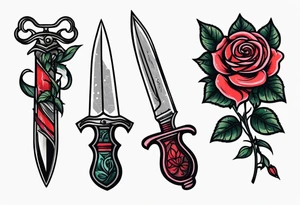 Messer mit Stacheldraht und Rose tattoo idea