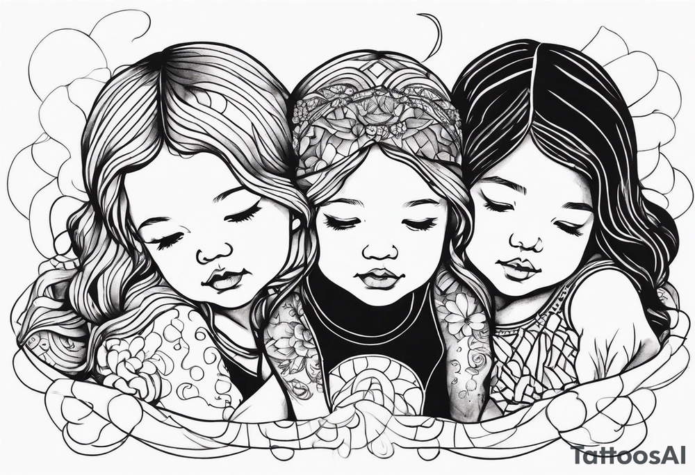 3 little Girls playing tattoo idea