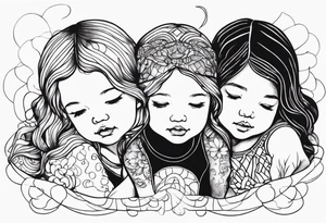 3 little Girls playing tattoo idea
