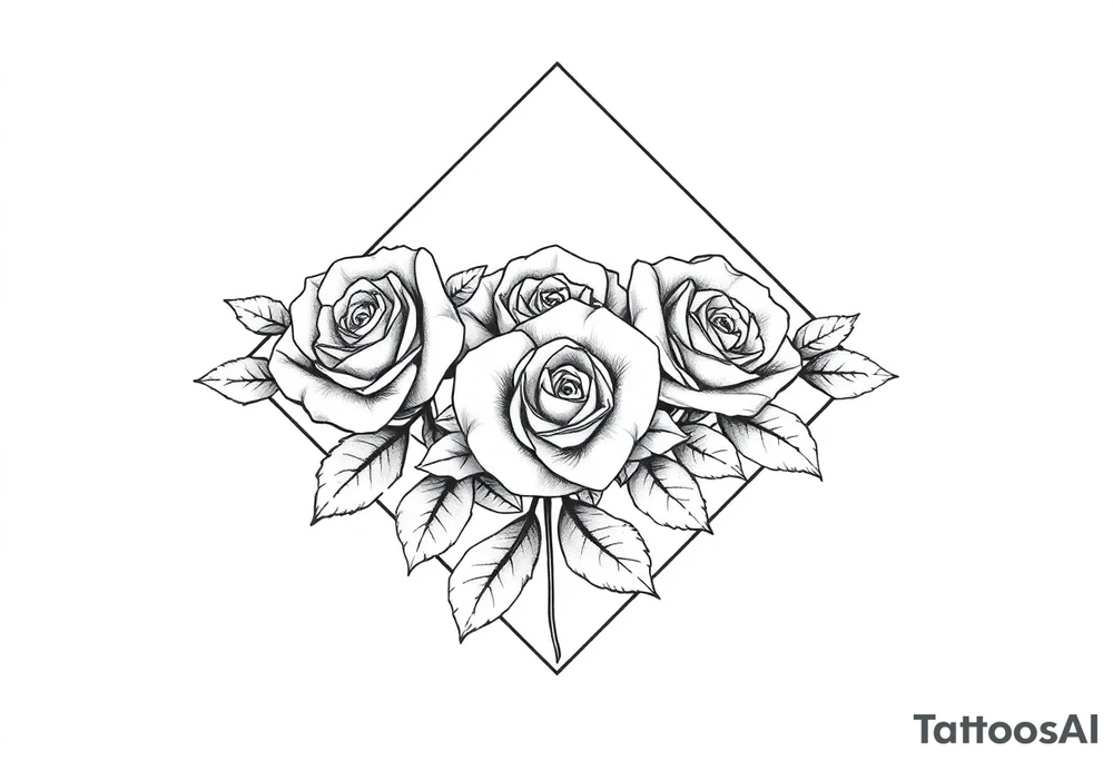 Small Roses filing up the inside of an elongated diamond shape tattoo idea