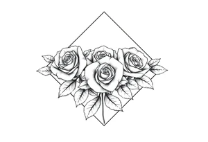 Small Roses filing up the inside of an elongated diamond shape tattoo idea