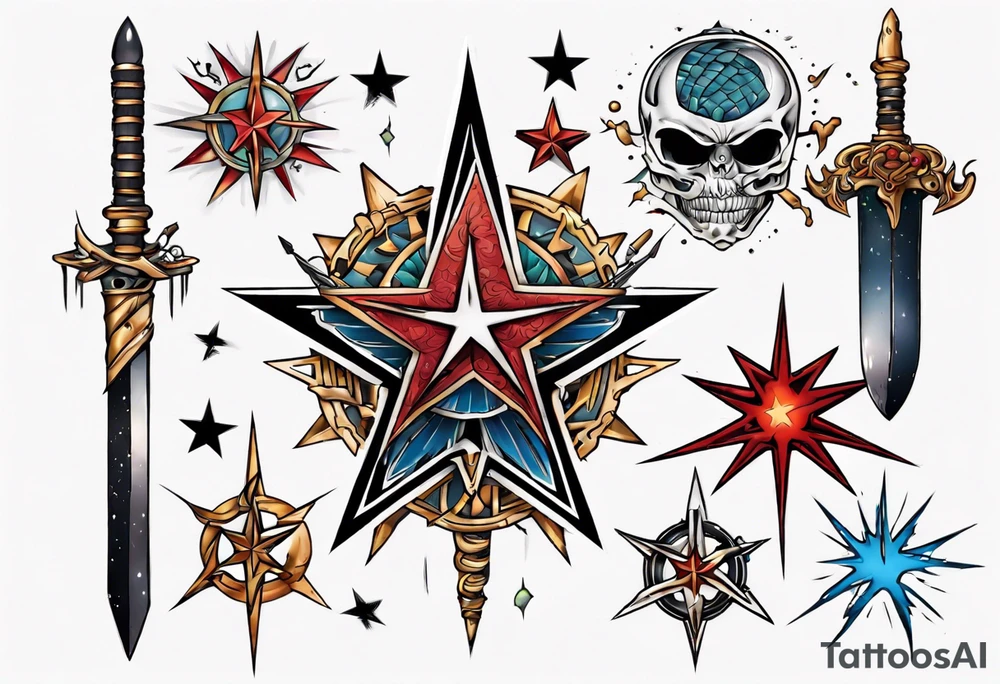 Star wounded by dagger tattoo idea
