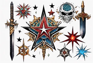 Star wounded by dagger tattoo idea