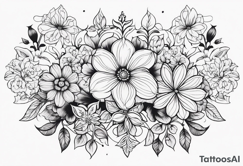 ornaments of flowers tattoo idea