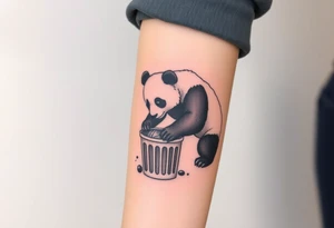 Panda digging through trash can tattoo idea