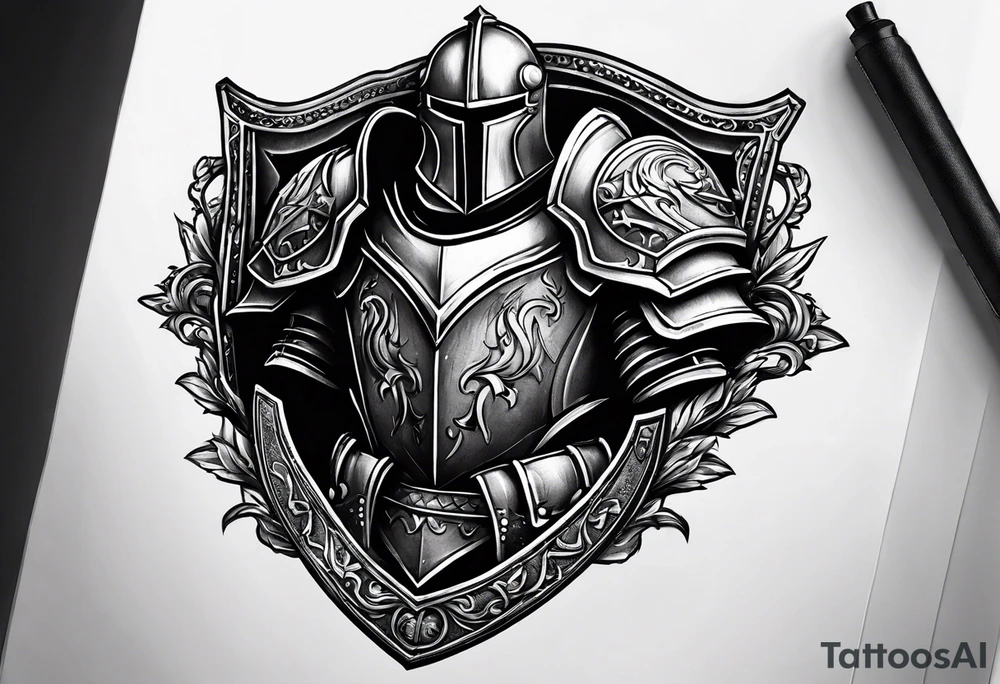 knight heavy armor and shield tattoo idea