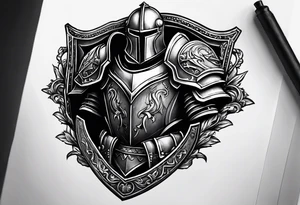 knight heavy armor and shield tattoo idea