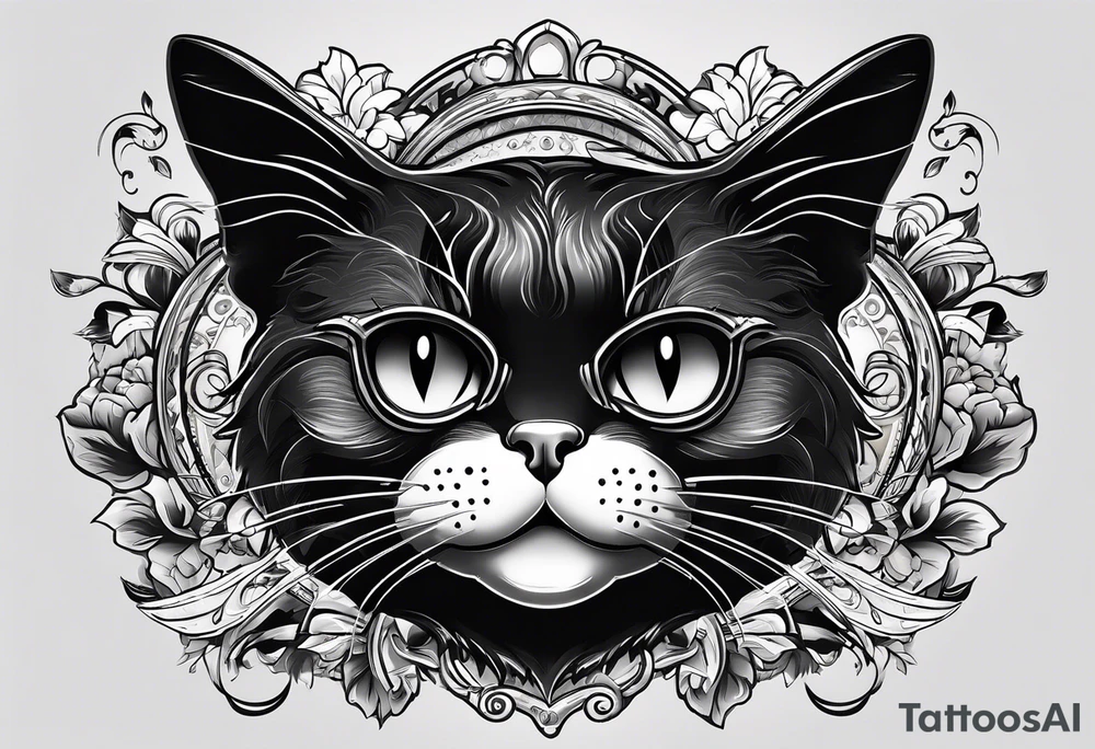 Black cat with a funny swrater ahirt tattoo idea