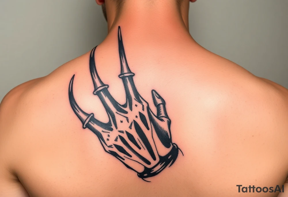 Freddy Krueger showing his claw tattoo idea