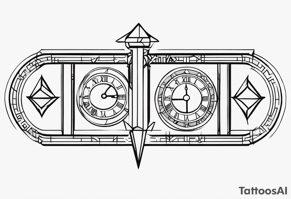 Roman numerals with anime gemometric tattoo idea