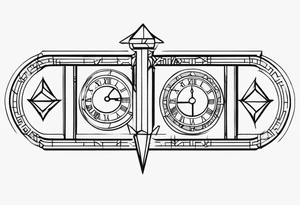 Roman numerals with anime gemometric tattoo idea