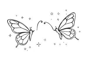 Simple outline of butterflies with lots of sparkles and bubbles tattoo idea