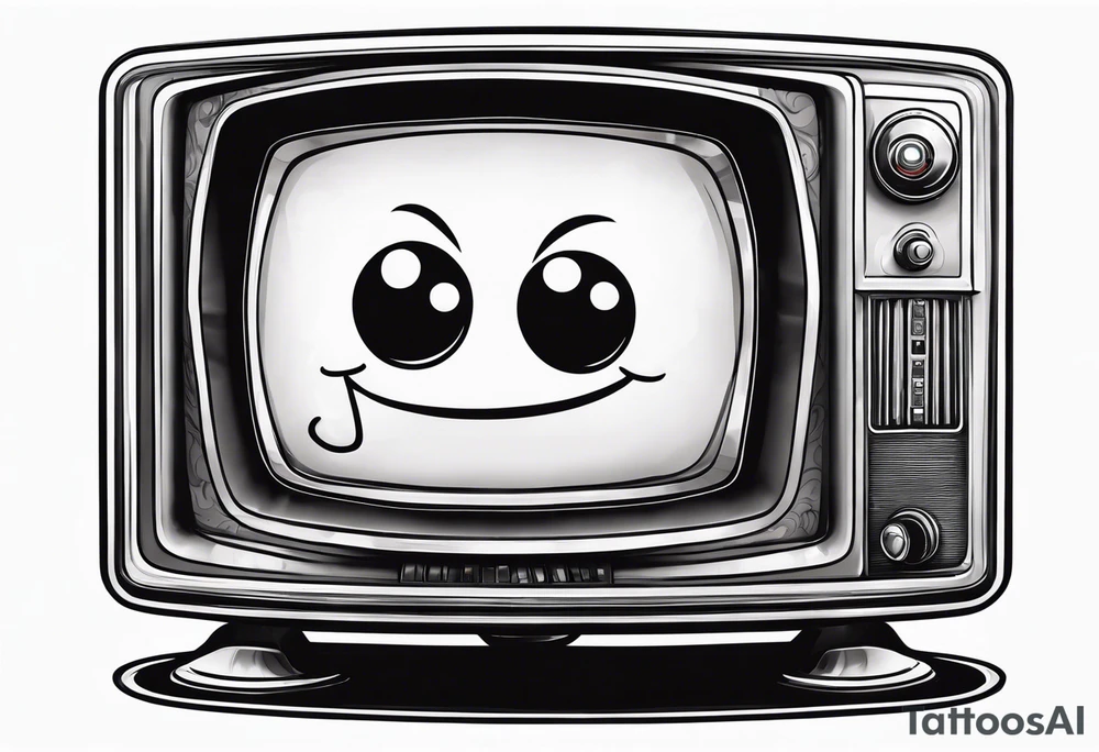 retro television set character with a sad face tattoo idea