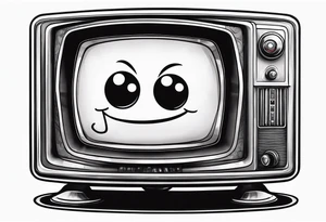 retro television set character with a sad face tattoo idea