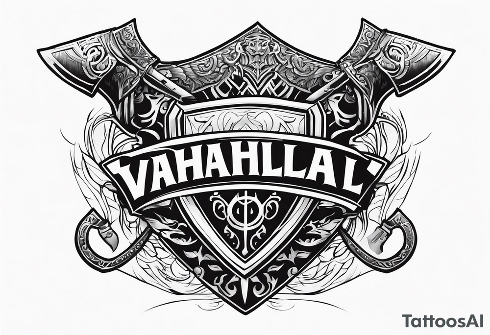 Valhalla sword shield axe armour tattoo idea