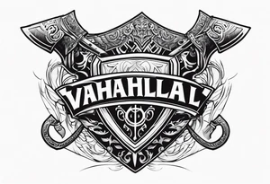 Valhalla sword shield axe armour tattoo idea