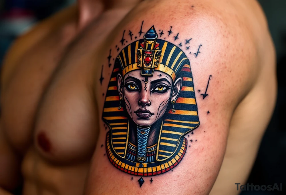 egyptian animals (red and black) tattoo idea