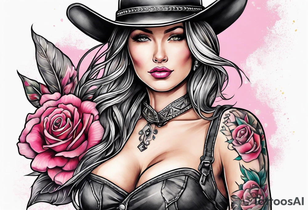 Cowgirl breast cancer tattoo idea