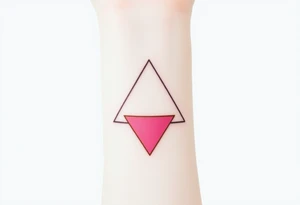 A pink triangle (upsidedown), with very small black lining and upside down. Just the colour pink. No shapes. Just the colour pink in a gradient filling the triangle tattoo idea