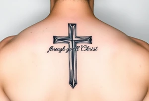 I can do all things through Christ who strengthens me scripture fading from cross on forearm tattoo idea