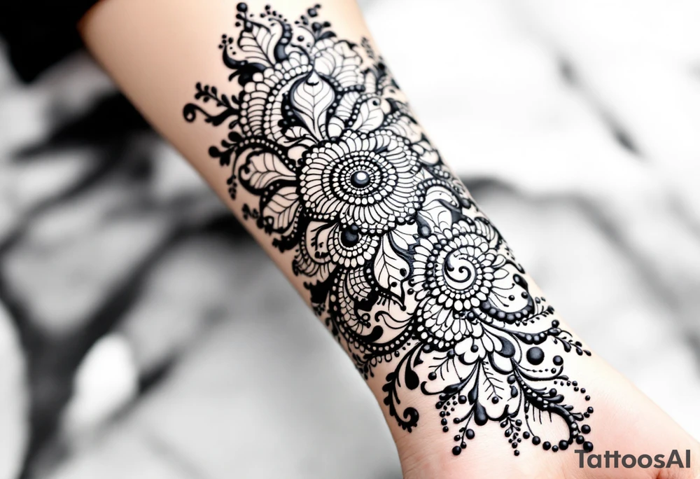 Indian style Henna tattoo for the inner wrist including word pain tattoo idea