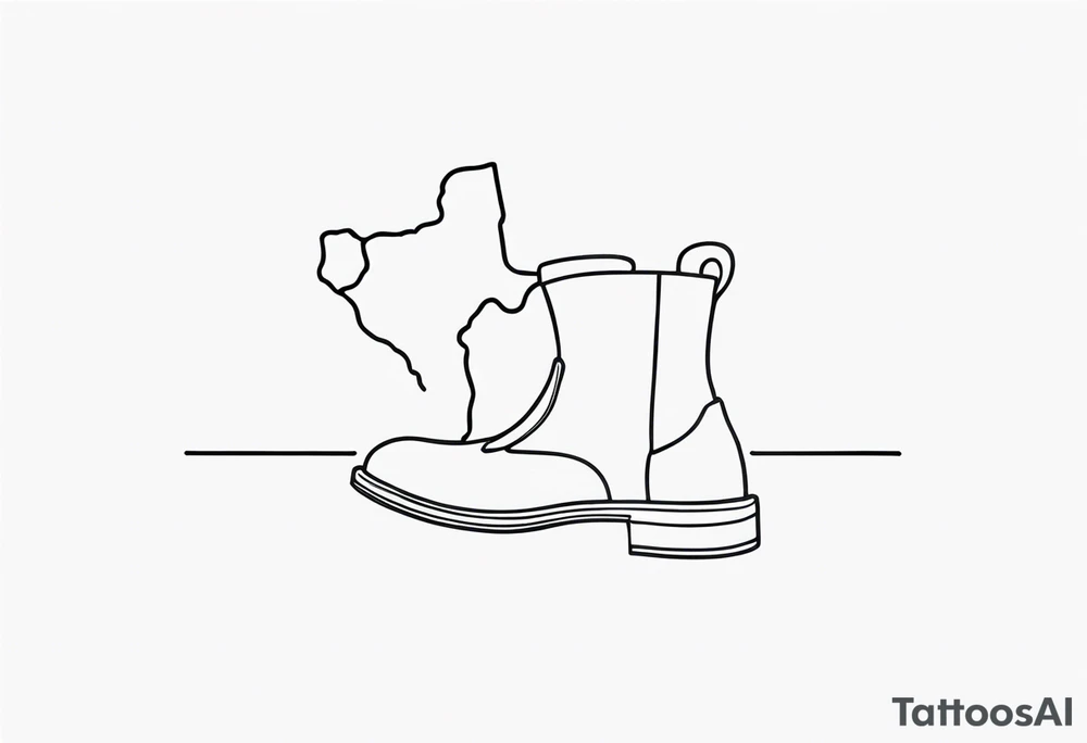 texas outline with a dog paw and boots tattoo idea