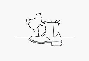 texas outline with a dog paw and boots tattoo idea