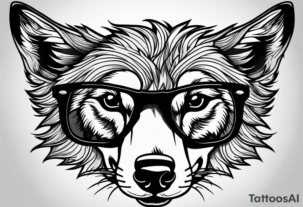 Badass wolf wearing sunglasses tattoo idea