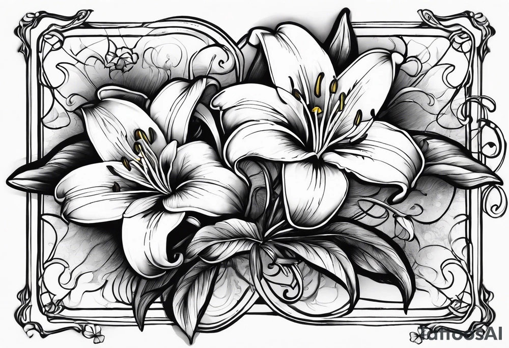 Lily flowers with Clover leaf card a cross tattoo idea