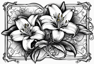 Lily flowers with Clover leaf card a cross tattoo idea