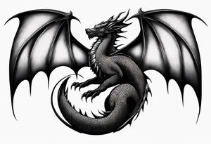 strength, small, drogon, long tail, elegant, lenghty, pisces tattoo idea