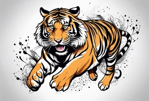 tiger smiling leaping tattoo idea