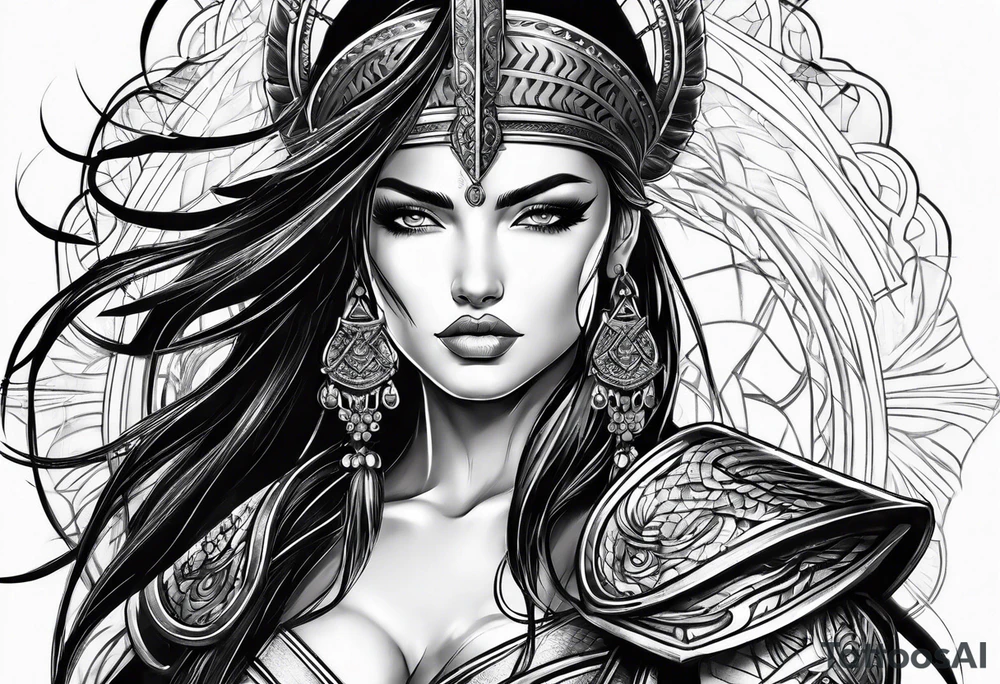 Woman warrior tattoo idea