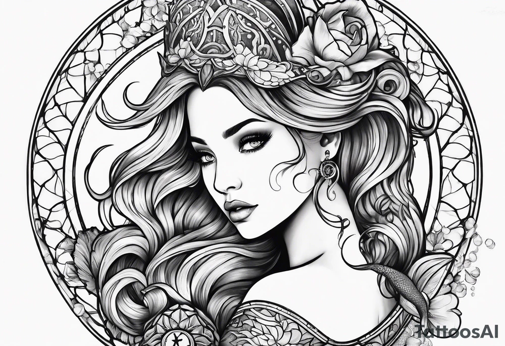 Zodiac  mermaid tattoo idea
